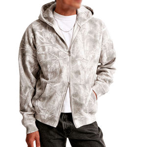 High Quality Custom Vintage <b>Grey</b> Camo Zip Up Hoodie Oversized Tree Bark Print Streetwear Men Women Fleece <b>Sweatshirt</b> Pullover - Product Image 4