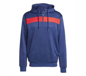 Sudadera con Capucha Azul para Hombre con Cremallera de Rayas Rojas, Corte Regular Informal, Felpa Francesa, para Otoño - Product Image 1