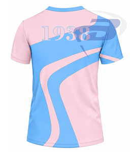 แจ็คแอนด์จิลออฟอเมริกาเสื้อยืดพิมพ์ลายเรขาคณิตสีฟ้าชมพูสำหรับผู้หญิงแขนสั้นทรงปกติผ้าฝ้าย 100% ระบายอากาศได้ดีเสื้อยืดกรีก - Product Image 2