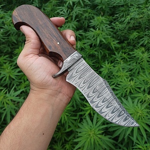 Cuchillo de Caza Nórdico de Acero de Damasco con Funda, Hoja Entera, Cuchillo de Camping con Mango de Palisandro, Grado Industrial, OEM Personalizado - Product Image 1