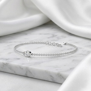 Pulsera de Oro Macizo con Diamantes de Corte Marquesa de 0.50 CTW, Engastados en Bisel, Certificados IGI/GIA, Elegante Cadena de Eslabones, Joyería - Product Image 3