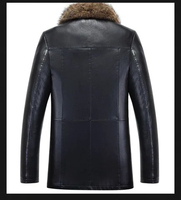 Manteau en duvet pour homme en fourrure de renard noir de haute qualité - Matière écologique en laine/viscose de luxe, 85% duvet, fermeture éclair, anti-plis