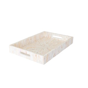 Handmade Round Rattan Woven Serving Tray With Mother Of Pearl Inlay Eco-Friendly Decorative Mop Platter Style Kitchen Accessory - Product Image 6