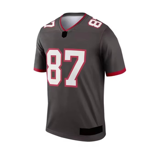 Camiseta de Fútbol Americano Personalizada para Hombre, Color Gris Oscuro, Cuello en V, Manga Corta, Poliéster que Absorbe la Humedad, Número de Equipo 87, Impresión Sublimada - Product Image 1