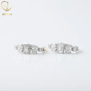 New Arrivals Fancy Cut Moissanite Diamond Engagement Earrings For Women Solid Gold Anniversary Gift Earrings