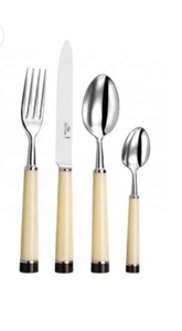 Resin Handle Modern Luxury <b>Mirror</b> Polish Stainless Steel Wedding Cutlery Flatware Set with Gold Finish and Portability - Product Image 3