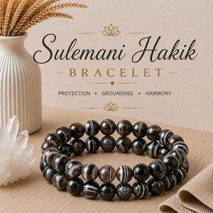 Bracelet en agate Hakik Sulemani naturelle, perles rondes de 8 mm, bracelet extensible en pierres précieuses, bijoux unisexes, vente en gros - Product Image 4