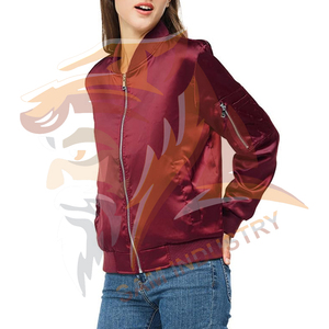 Customized Size Women's Satin Knitted Eco-Friendly Jacket Light <b>Weight</b> Windproof Polyester Filled Women Satin Jacket - Product Image 3
