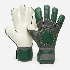 Guantes de Portero de Fútbol Profesionales, Verdes y Blancos, de Cuero PU, Dedos Completos, Antideslizantes, Transpirables, con Correa de Muñeca Ajustable, Unisex - Product Image 1