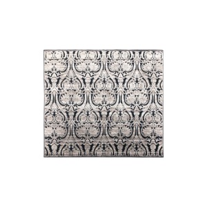 พรมไหมไผ่ถักมือผสมขนสัตว์ ลายดามัสก์สีดำเงินหรูหรา รูปทรงสี่เหลี่ยม - Product Image 2