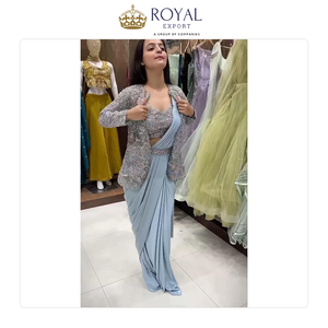 Mejor Precio de Mercado en Oferta Exclusiva: Hermoso Diseño de Seda Chinnon con Bordado para Fiestas y Bodas - Product Image 4