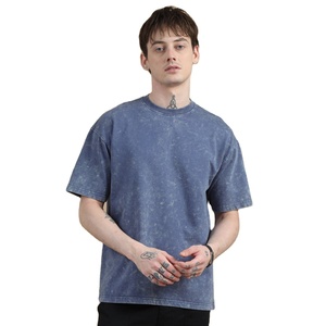 T-shirt Homme Délavé à l'Acide 220 GSM 100% Coton Vintage Oversize Streetwear T-shirt Lavé Fabricant OEM Personnalisé Marque Privée - Product Image 1