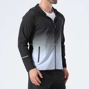 Veste coupe-vent de course pour hommes et femmes, veste de sport légère, automne, fluorescente, manches longues, sweat à capuche décontracté à fermeture éclair, séchage rapide, tendance - Product Image 3