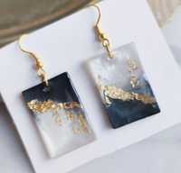 Boucles d'oreilles pendantes en résine transparente avec fleurs séchées et perles naturelles, bijoux artisanaux tendance pour femmes, pour les soirées