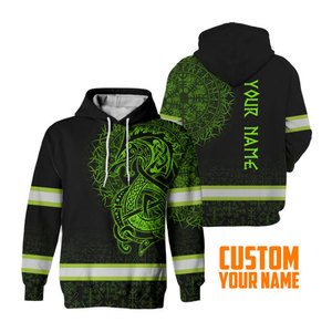 Skull Hi Vis Hoodie <b>Reflective</b> Safety Workwear Green Color Construction Safety <b>Reflective</b> Hoodie <b>Tops</b> Fleece Hoodies - Product Image 2
