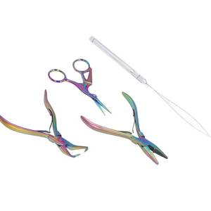 Ensemble de pinces pour extensions de cheveux Morje Surgical en acier inoxydable couleur arc-en-ciel pour l'installation et le retrait avec étui de transport - Product Image 3