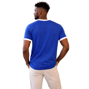 T-shirt en chenille bleu et blanc pour hommes Phi Beta Sigma HBCU, tissu de qualité supérieure, coupe confortable, vêtements de fraternité grecque, tenue décontractée - Product Image 2