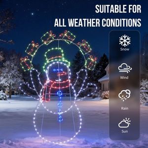Pupazzo di Neve Animato 2D Pre-Illuminato da 1,5 m con Effetto Giocoleria, Decorazione Natalizia da Giardino, 358 LED Multicolore, Gonfiabile per Esterni - Product Image 6
