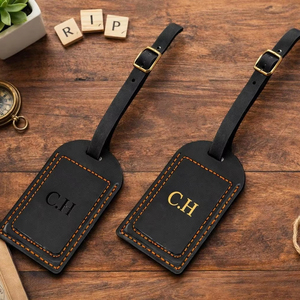 Luxury Genuine Leather Luggage Tags Privacy Shield Travel Bag Tags Custom Suitcase <b>Name</b> <b>Labels</b> Vendor LMP-0299 - Product Image 1