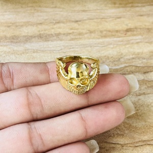Latest High Demand Skull <b>Ring</b> Gothic Brass <b>Rings</b> <b>For</b> <b>Men</b> 18k Gold Plated Winged Skeleton Punk Biker Jewelry Wholesale/OEM/ODM - Product Image 1