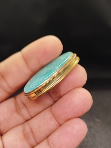 Colgante de latón con ranura de amazonita natural al por mayor |   Joyería de Piedras Preciosas Chapada en Oro Hecha a Mano |   Fabricante OEM ODM - Product Image 3