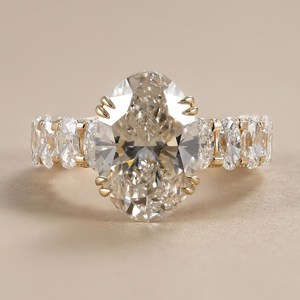 Anillo de Diamantes con Corte Ovalado de 3.01CT, Media Eternidad, Oro Sólido de 14K con Diamantes Cultivados en Laboratorio, para Compromiso, Regalo para Novia - Product Image 5