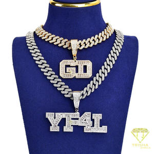 Collar con Colgante de Letra YF4L Personalizado con Diamantes de Moissanita, Estilo Iced Out, en Tono Dorado, Joyería de Moda - Product Image 2