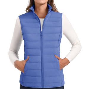 Confortable imperméable à col montant gilet gonflé avec fermeture éclair Logo personnalisé chaud long coton bouffant femmes formel hiver usage extérieur - Product Image 1