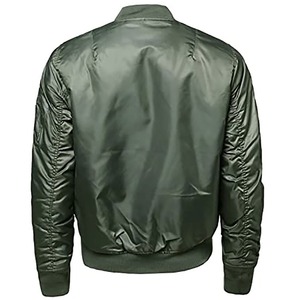 Men's Blue Bomber <b>Jacket</b> Stand Collar <b>Zipper</b> Casual Autumn Wear Polyester Windproof Solid Color Regular Fit - Product Image 4