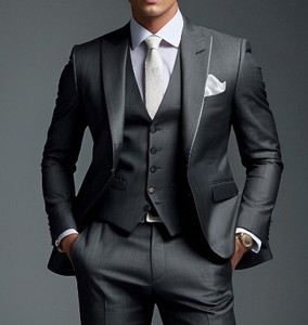 Trajes de hombre de Bangladesh: Blazer de exportación de fábrica, antiarrugas, transpirable, antipilling, chaqueta de negocios a medida con cuello de muesca, de botonadura sencilla. - Product Image 1