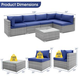 Set da 6 Pezzi per Conversazione all'Aperto con Tavolino in Vetro Temperato - Product Image 5