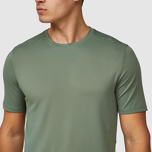 T-shirt de sport slim pour homme, respirant, uni, pour fitness et musculation, manches courtes, col rond, couleur unie - Product Image 5
