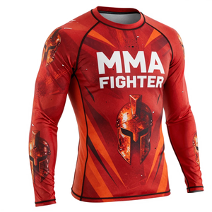 Camisetas Rash Guard de Alta Calidad en Rojo y Negro con Logotipo Personalizado por Sublimación para MMA y Fitness, Manga Larga para Adultos - Product Image 4