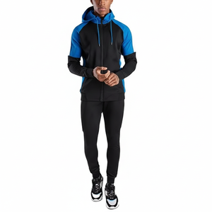 Ensemble de survêtement homme chaudement recommandé : veste zippée classique coupe ajustée en polyester et pantalon de jogging à manches longues - Product Image 1