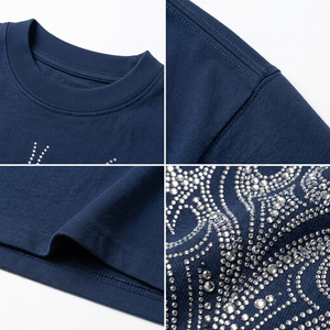 Men's Orange Oversized T-<b>Shirt</b> <b>Geometric</b> Rhinestone Pattern Short Sleeve O-Neck Street Style Casual Jersey Cotton Front Logo - Product Image 6