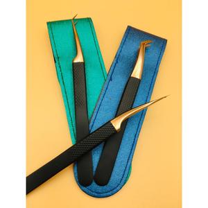 Pinces à cils professionnelles plaquées or de précision à pointe lisse en gros pour les entreprises de produits de beauté et les extensions de cils - Product Image 1