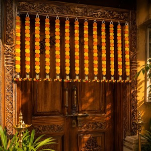 Guirnalda de Flores Artificiales de Plástico Ecológico para Decoración de Bodas Indias Tradicionales, Campanas, Guirnaldas de Flores para el Festival Diwali, Decoración del Hogar - Product Image 4