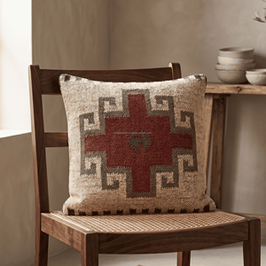 Geometric Kilim Pillow Cover 45x45 Decorative Lightweight Kilim Designer Handwoven <b>Sofa</b> Chair <b>Bed</b> Cushion Cover Made in India - Product Image 1