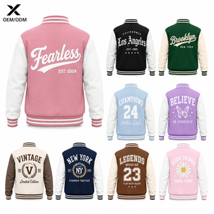 Chaqueta Varsity para Mujer con Sublimación y Serigrafía, Manga Larga, Cuello Camisero, Diseño de Letras Bordadas, para Otoño, con Logotipo X - Product Image 2