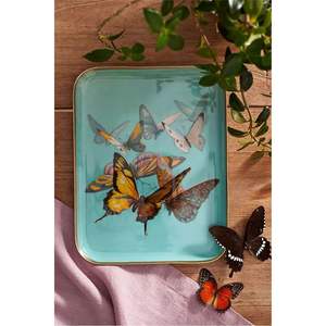 Bandeja de Servir Esmaltada con Estampado Floral de Lujo y Borde Dorado, Bandeja Decorativa Redonda de Metal para Mesa de Centro, Decoración del Hogar, Plato para Joyas - Product Image 4