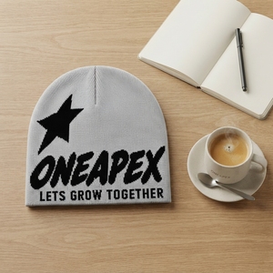 Grey Black Graphic Knit Beanie Hat Custom Logo Lets Grow Together Ribbed <b>Winter</b> <b>Cap</b> Unisex Streetwear Fashion Headwear Wholesale - Product Image 5