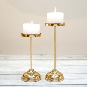 Ensemble de bougeoirs surélevés pour décoration intérieure, support en métal durable avec bougie blanche incluse - Product Image 2