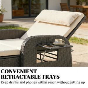 Sedia a Sdraio e Divano Letto Beige per Uso Esterno in Giardino - Product Image 4