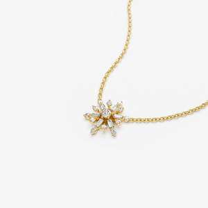 Collar con colgante de copo de nieve con circonitas baguette y redondas, chapado en oro de 14k, recién llegado, collar de plata de ley 925 con moissanita, joyería fina para mujer - Product Image 5