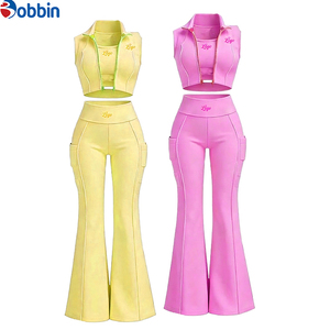 Customized Logo Women's Winter Active Wear Tracksuit Set Full Zip Jacket & Flared Pants 3-Piece Fleece Lining Eco-Friendly - Product Image 4