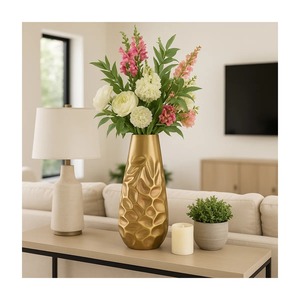 Modern Brass Tabletop Vase With Textured Pattern For Home Decor Centerpiece Handmade Design For Home Decor - Product Image 6