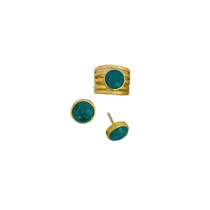 黄铜耳环女士绿松石流行金耳环，适合女性和手工使用，价格优惠定制尺寸