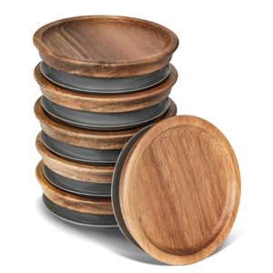 Reusable Wooden Mason <b>Jar</b> Storage Lids with Silicone Seal Regular Mouth Bamboo/Wood Lids for Ball Mason <b>Jars</b> Airtight - Product Image 2