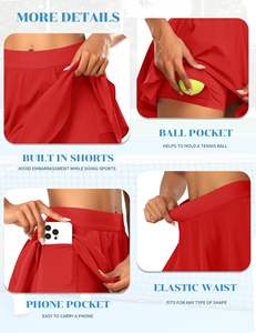 Tela que absorbe la humedad para un entrenamiento más cómodo. Falda de tenis blanca de cintura alta para correr y hacer deporte, para niñas. - Product Image 4