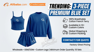 บริการ OEM ชุดเสื้อผ้าแฟชั่นผู้หญิงสามชิ้น เสื้อสเวตเชิ้ตแบบสวมหัว คอเต่าหลวมๆ เสื้อกล้าม กางเกงขาสั้น ชุดลำลองสบายๆ - Product Image 3